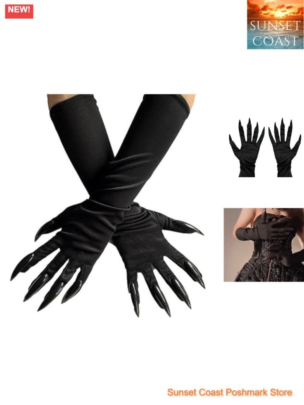 Plastic Cat Claw Gloves Long Fingernails Halloween Cosplay Costume Accessory